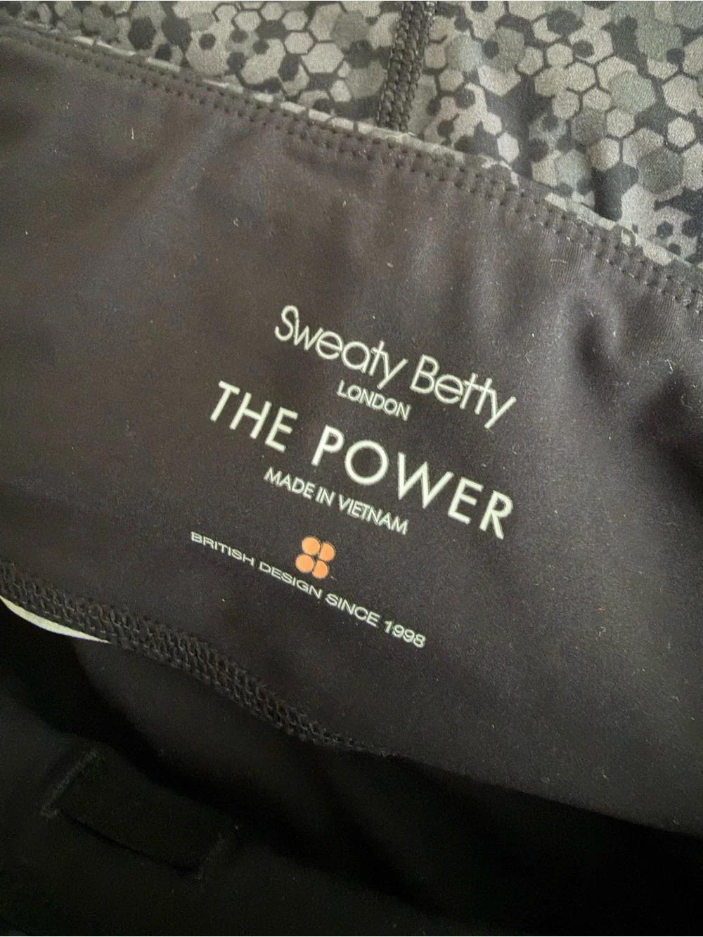 SWEATY BETTY The Power Workout Geometric Printed Gray Perfomance Leggings Sz S